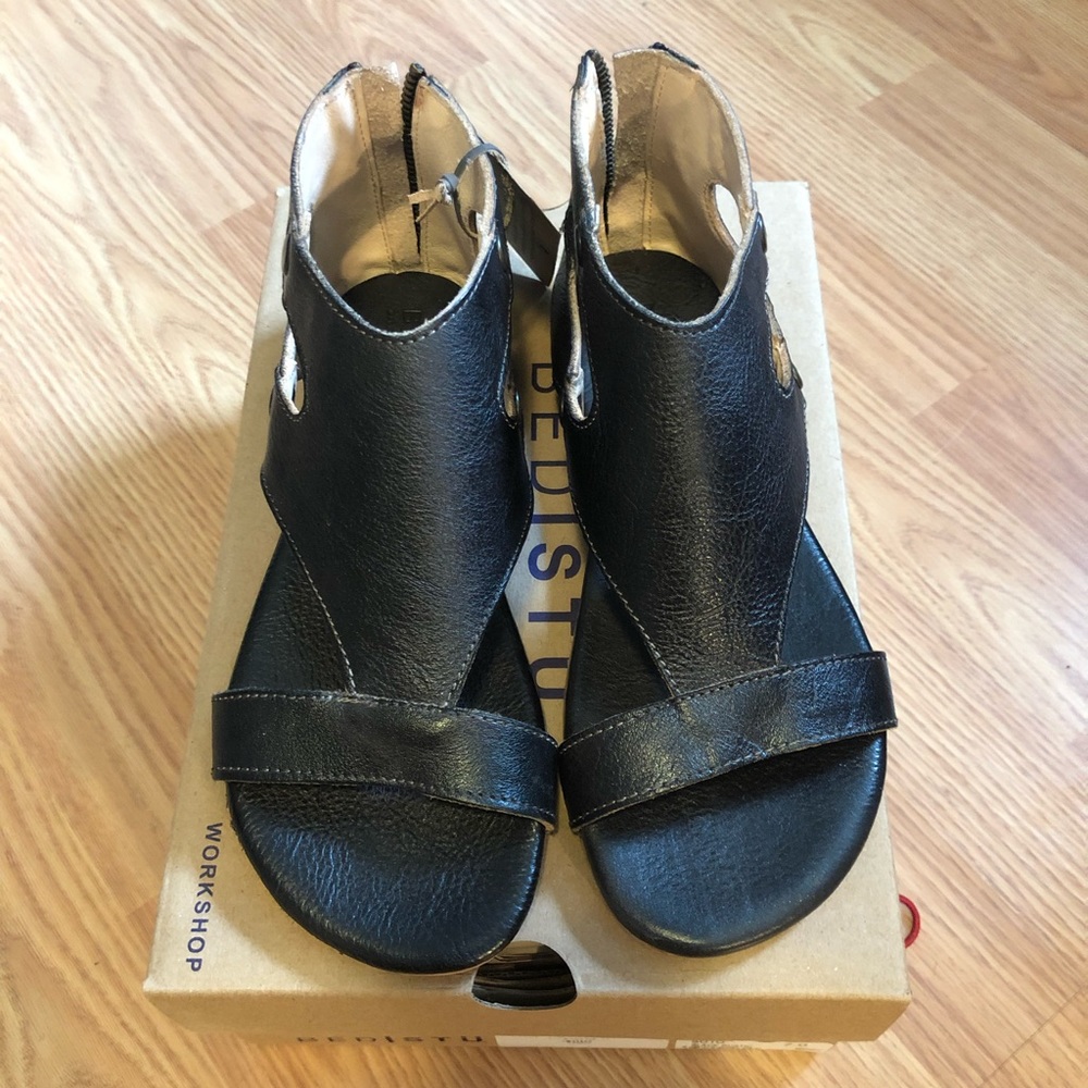 Soto- Black Leather Sandals - (NWT)